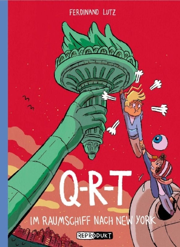 Buchcover und Innenansicht für das Buch: Q-R-T: Im Raumschiff nach New York