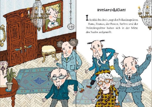 Buchcover und Innenansicht für das Buch: LasseMajas Detektivbyrå. Slottsmysteriet