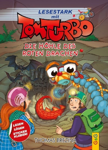 Buchcover und Innenansicht für das Buch: Tom Turbo - Lesestark - Die Höhle des roten Drachen