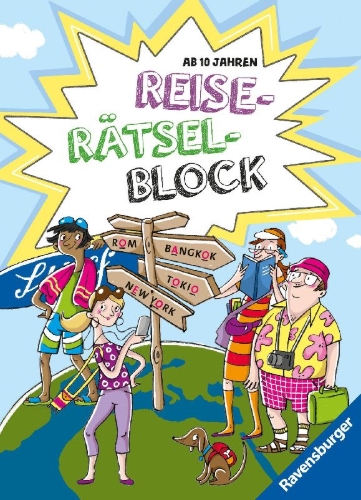 Buchcover und Innenansicht für das Buch: Reise-Rätselblock ab 10 Jahren