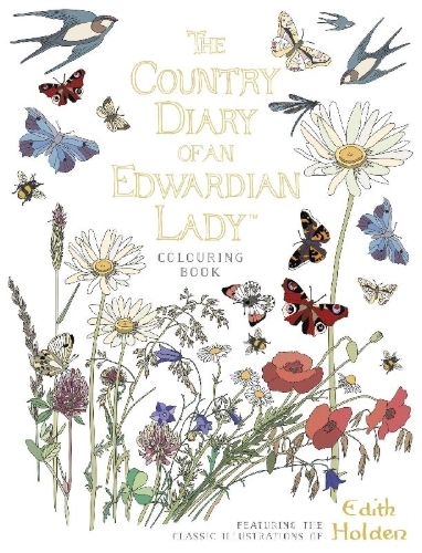 Buchcover und Innenansicht für das Buch: The Country Diary of an Edwardian Lady Colouring Book