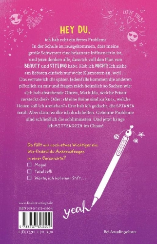 Buchcover und Innenansicht für das Buch: Mathilda - Wie style ist das denn?!