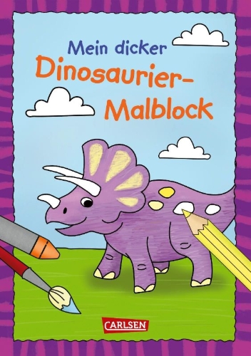 Buchcover und Innenansicht für das Buch: Mein dicker Dinosaurier-Malblock