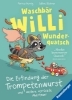 Buchcover und Innenansicht für das Buch: Waschbär Willi Wunderquatsch - Die Erfindung der Trompetenwurst und weitere verrückte Abenteuer