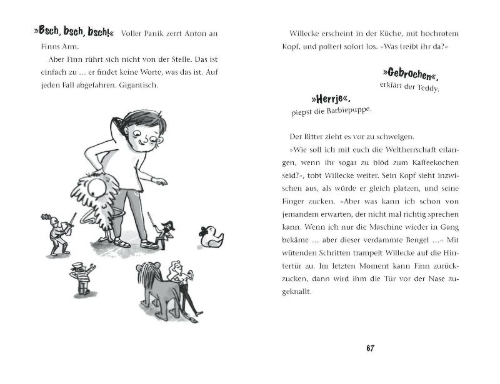 Buchcover und Innenansicht für das Buch: Finn und die monsterige Rückwärtsmaschine
