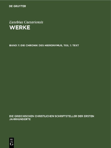Buchcover und Innenansicht für das Buch: Die Chronik des Hieronymus, Teil 1: Text