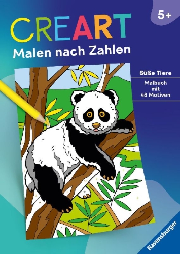 Buchcover und Innenansicht für das Buch: CreArt Malen nach Zahlen ab 5: Süße Tiere