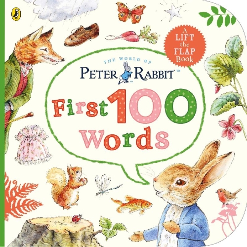 Buchcover und Innenansicht für das Buch: Peter Rabbit Peter's First 100 Words
