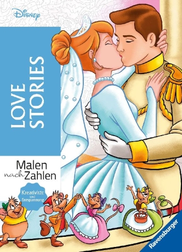Buchcover und Innenansicht für das Buch: Disney - Malen nach Zahlen: Love Stories