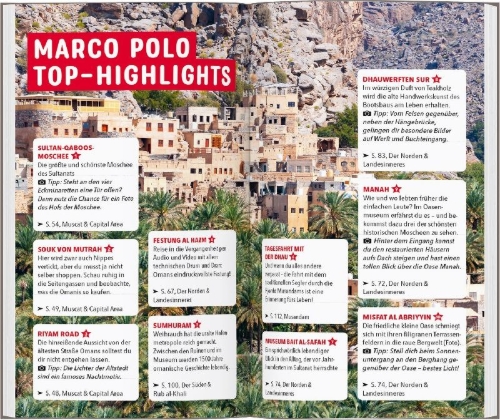 Buchcover und Innenansicht für das Buch: MARCO POLO Reiseführer Oman