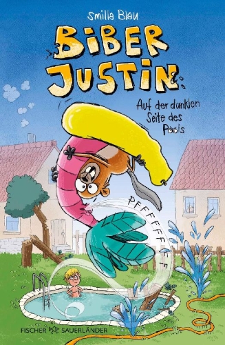 Buchcover und Innenansicht für das Buch: Biber Justin. Auf der dunklen Seite des Pools