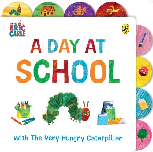 Buchcover und Innenansicht für das Buch: A Day at School with The Very Hungry Caterpillar