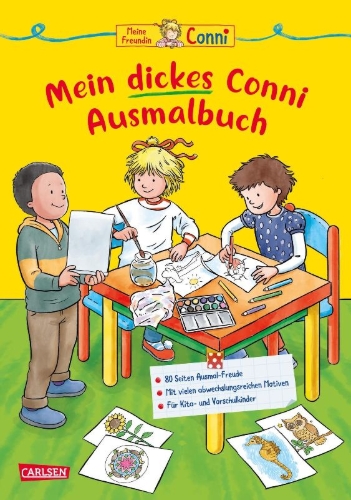 Buchcover und Innenansicht für das Buch: Conni Gelbe Reihe (Beschäftigungsbuch): Mein dickes Conni-Ausmalbuch