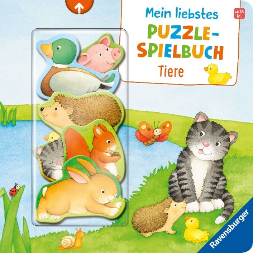 Buchcover und Innenansicht für das Buch: Mein liebstes Puzzle-Spielbuch - Tiere