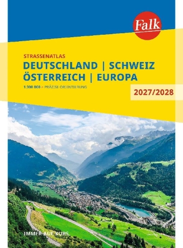 Buchcover und Innenansicht für das Buch: Falk Straßenatlas 2027/2028 Deutschland, Schweiz, Österreich 1:300.000