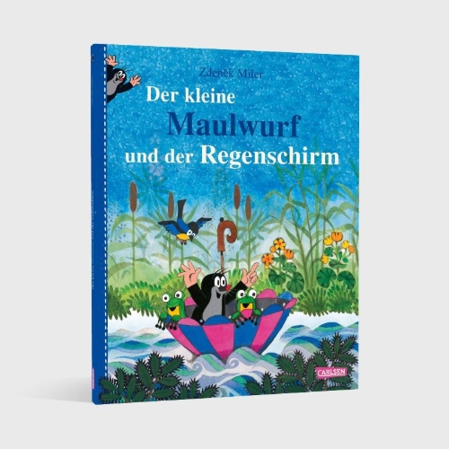 Buchcover und Innenansicht für das Buch: Der kleine Maulwurf und der Regenschirm