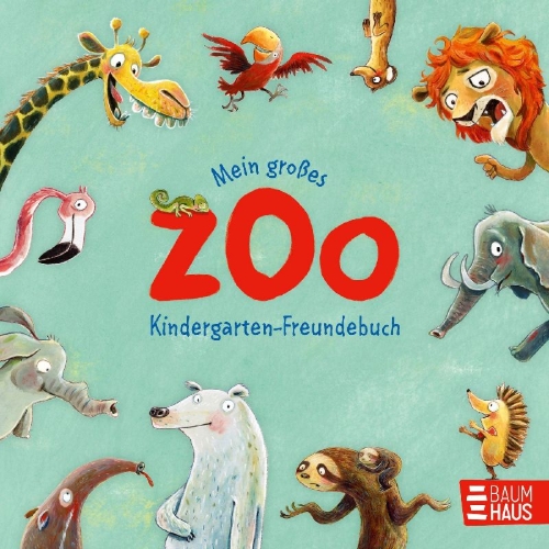 Buchcover und Innenansicht für das Buch: Mein großes Zoo Kindergarten-Freundebuch