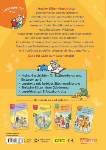 Buchcover und Innenansicht für das Buch: LESEMAUS zum Lesenlernen Sammelbände: Freche Silben-Geschichten