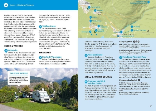 Buchcover und Innenansicht für das Buch: MARCO POLO Camper Guide Südtirol, Gardasee & Venetien