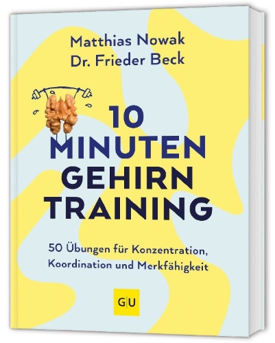 Buchcover und Innenansicht für das Buch: 10-Minuten-Gehirntraining