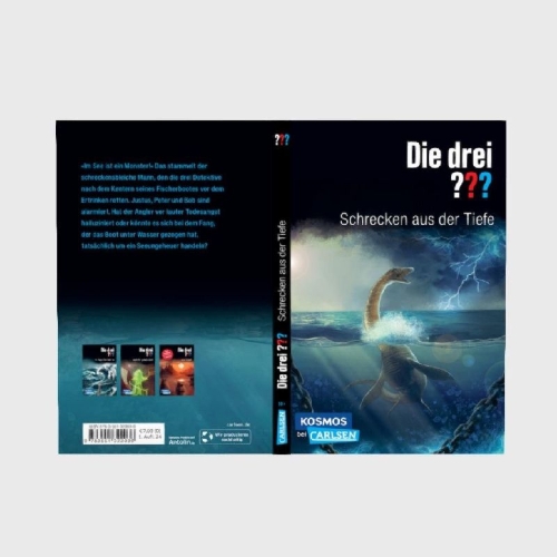 Buchcover und Innenansicht für das Buch: Die drei ???: Schrecken aus der Tiefe
