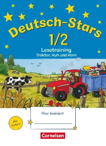 Buchcover und Innenansicht für das Buch: Deutsch-Stars. 1./2. Schuljahr. Lesetraining Traktor, Kuh und Korn