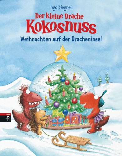 Buchcover und Innenansicht für das Buch: Der kleine Drache Kokosnuss - Weihnachten auf der Dracheninsel