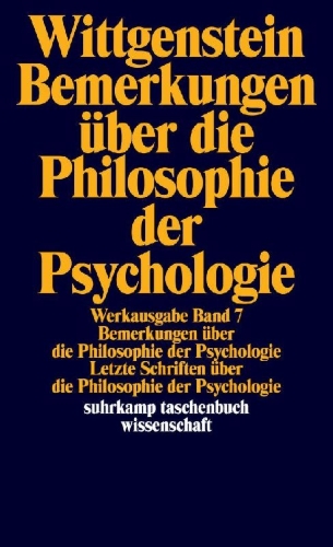 Buchcover und Innenansicht für das Buch: Bemerkungen über die Philosophie der Psychologie