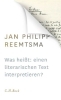 Buchcover und Innenansicht für das Buch: Was heißt: einen literarischen Text interpretieren?