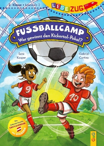 Buchcover und Innenansicht für das Buch: LESEZUG/2. Klasse - Lesestufe 2: Fußballcamp - Wer gewinnt den Kickertal-Pokal?