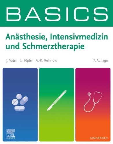 Buchcover und Innenansicht für das Buch: BASICS Anästhesie, Intensivmedizin und Schmerztherapie