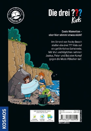 Buchcover und Innenansicht für das Buch: Die drei ??? Kids, 105, Fiese Fälscherbande