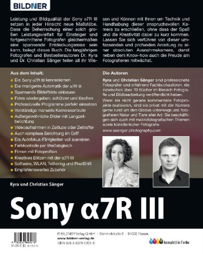 Buchcover und Innenansicht für das Buch: Sony Alpha 7R III