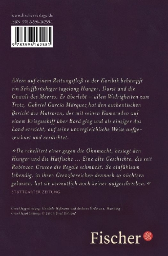 Buchcover und Innenansicht für das Buch: Bericht eines Schiffbrüchigen