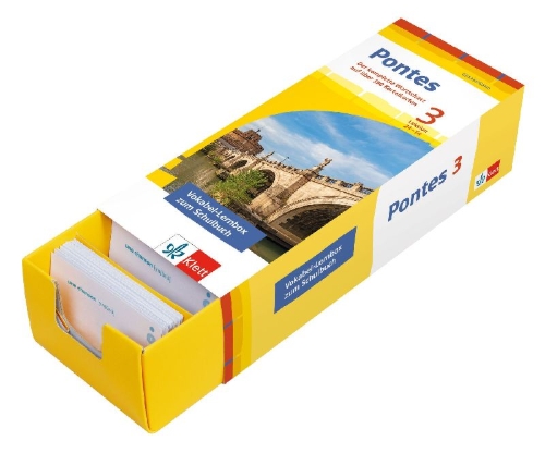 Buchcover und Innenansicht für das Buch: Pontes 3 Gesamtband (ab 2020) - Vokabel-Lernbox zum Schulbuch 3. Lernjahr
