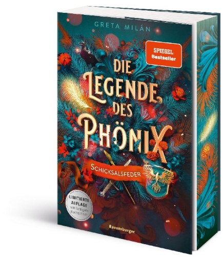 Buchcover und Innenansicht für das Buch: Die Legende des Phönix, Band 2 - Schicksalsfeder