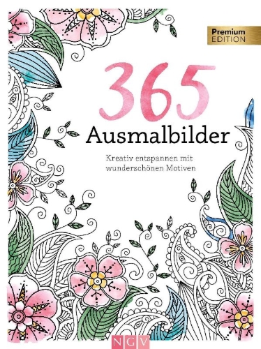 Buchcover und Innenansicht für das Buch: 365 Ausmalbilder