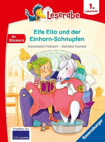 Buchcover und Innenansicht für das Buch: Elfe Ella und der Einhorn-Schnupfen - Leserabe ab 1. Klasse - Erstlesebuch für Kinder ab 6 Jahren