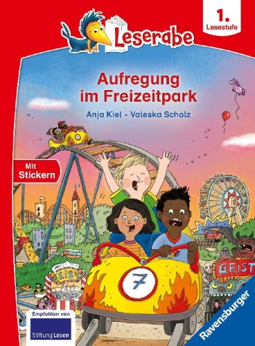 Buchcover und Innenansicht für das Buch: Leserabe 1. Lesestufe - Aufregung im Freizeitpark