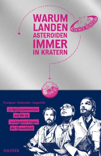 Buchcover und Innenansicht für das Buch: Warum landen Asteroiden immer in Kratern?
