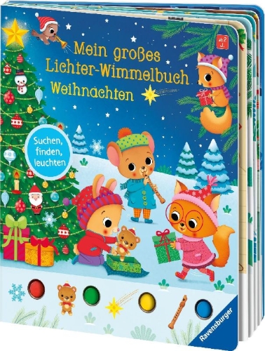 Buchcover und Innenansicht für das Buch: Mein großes Lichter-Wimmelbuch: Weihnachten