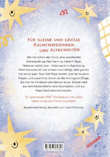Buchcover und Innenansicht für das Buch: Die Astronautin von nebenan. Eine Reise vom Kinderzimmer ins Weltall