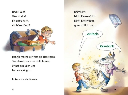 Buchcover und Innenansicht für das Buch: Reimhart Reimwolf - Dicke Luft in der Schlampir-Gruft