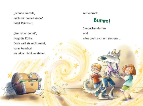 Buchcover und Innenansicht für das Buch: Reimhart Reimwolf - Dicke Luft in der Schlampir-Gruft