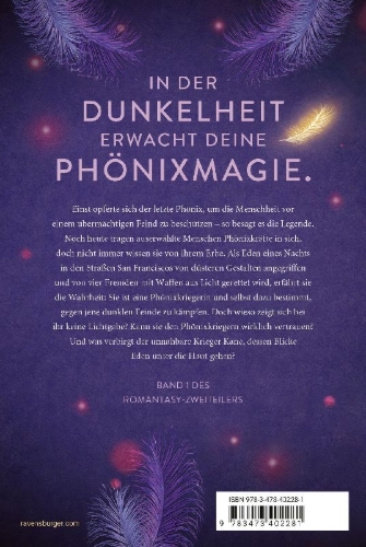 Buchcover und Innenansicht für das Buch: Die Legende des Phönix, Band 1: Dunkelaura