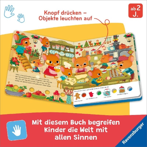 Buchcover und Innenansicht für das Buch: Mein großes Lichter-Wimmelbuch: Weihnachten