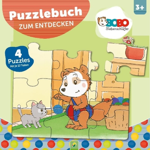 Buchcover und Innenansicht für das Buch: Bobo Siebenschläfer Puzzlebuch für Kinder ab 3 Jahren