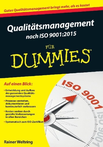 Buchcover und Innenansicht für das Buch: Qualitätsmanagement nach ISO 9001:2015 für Dummies