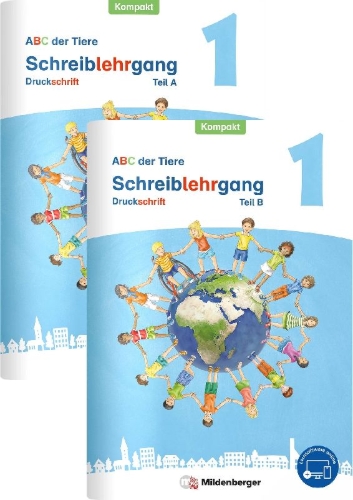 Buchcover und Innenansicht für das Buch: ABC der Tiere 1 Neubearbeitung - Schreiblehrgang Druckschrift Kompakt, Teil A und B