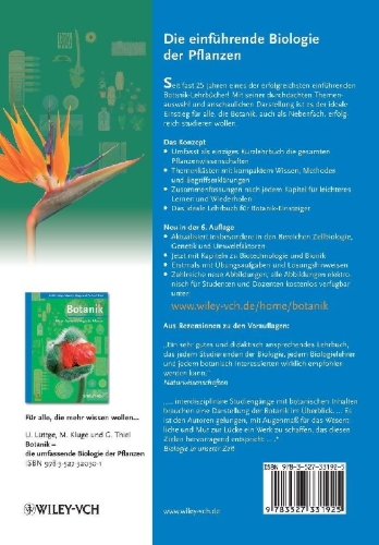 Buchcover und Innenansicht für das Buch: Botanik - Die einführende Biologie der Pflanzen